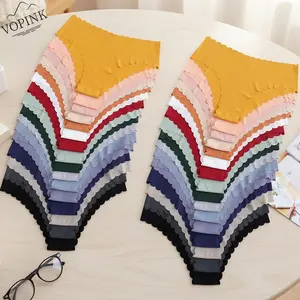 VOPINK Invisible Scallop Seamless Underwear - Buttery Soft, Moisture Wicking Bikini Cut Panties for Sports & Yoga Active, Multi-Pack Choice