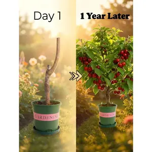 (ML#FF)Cherry Tree Starter Plant Live | Fruit Sapling for Garden & Home Growing | Easy Care Outdoor Fruit Tree | Beginner Friendly Plant