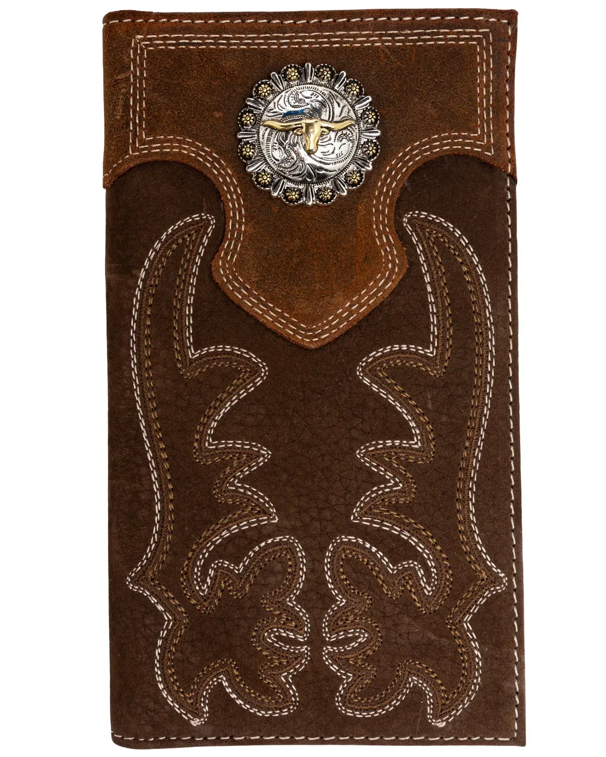 Cody James Men's Men'S Boot Stitch Long Horn Leather Checkbook Wallet - Cjaho19wt14