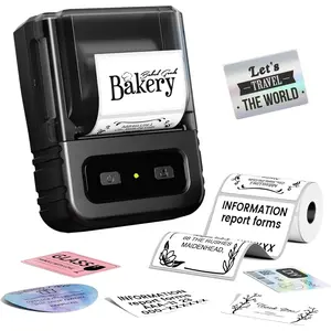 Ponek Label Maker Barcode Printer for Small Business with Templates Address Ingredient  Code Clothing Mailing Gift Tag for Phones and PC Black