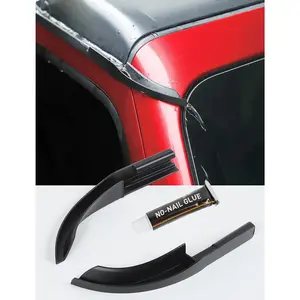 Upgraded Version Rain Gutter Extensions, Roof Hardtop ABS Rain Groove Diverter, Rainwater Deflector Compatible with 2018-2024 Jeep Wrangler JL 4xe & Gladiator JT, Exterior Accessories, Black