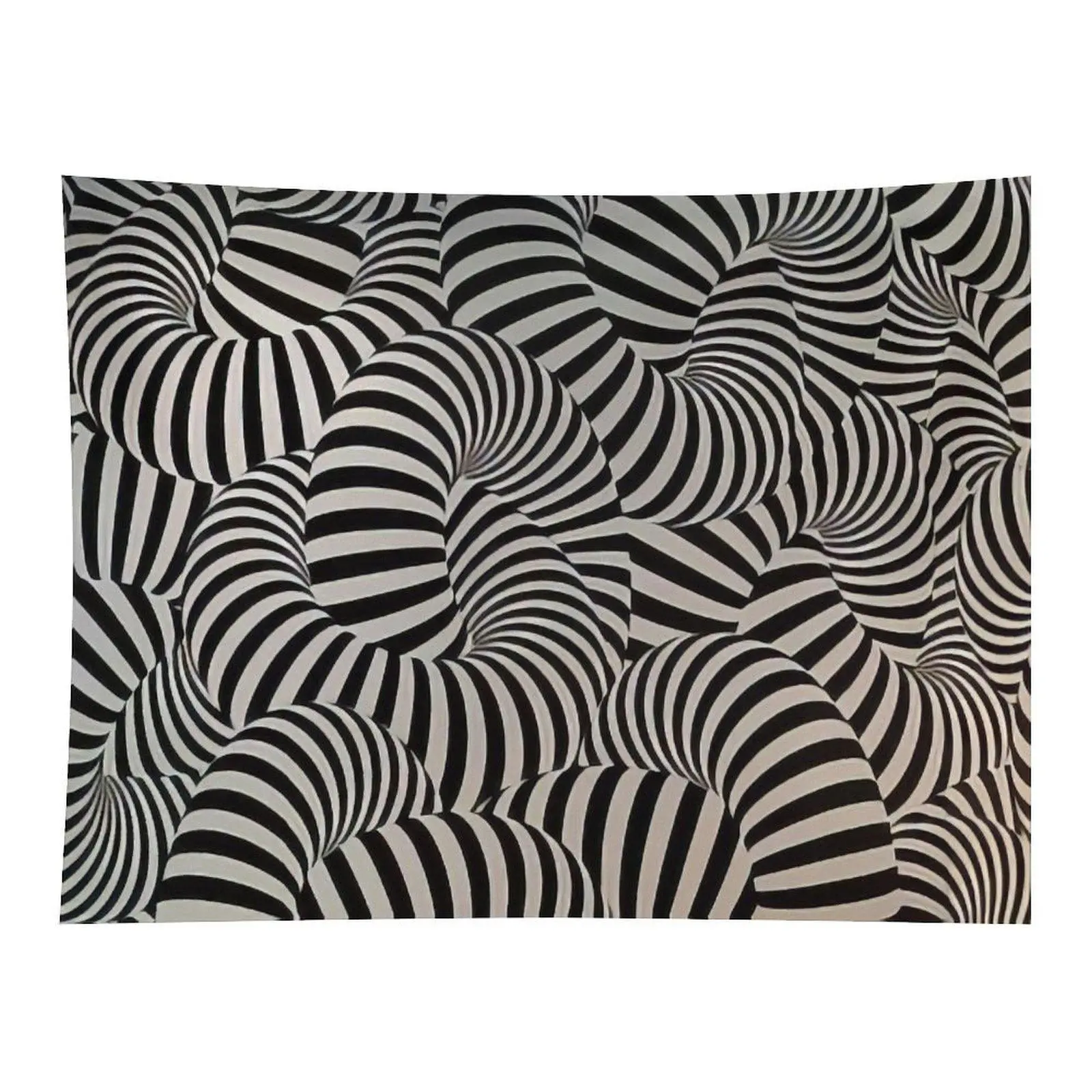 Black and White Swirling Striped Optical Illusion Abstract Geometric Wall Tapestry, Home Decor for Modern Living Spaces