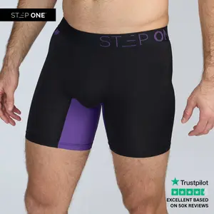 Step One Men's Boxer Brief - Obsidians, Anti-Chafe, Breathable Bamboo Fabric, UltraGlyde Panels, Hidden Elastic Pouch, Premium Underwear, Athletic Daily wear