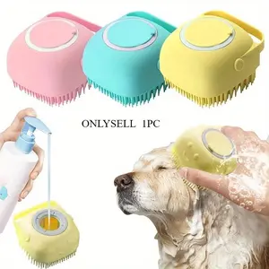 1pc  Gentle Silicone Pet Brush For Dogs And Cats - Massages And Cleans With Shower Gel Dispenser Grooming Supplies