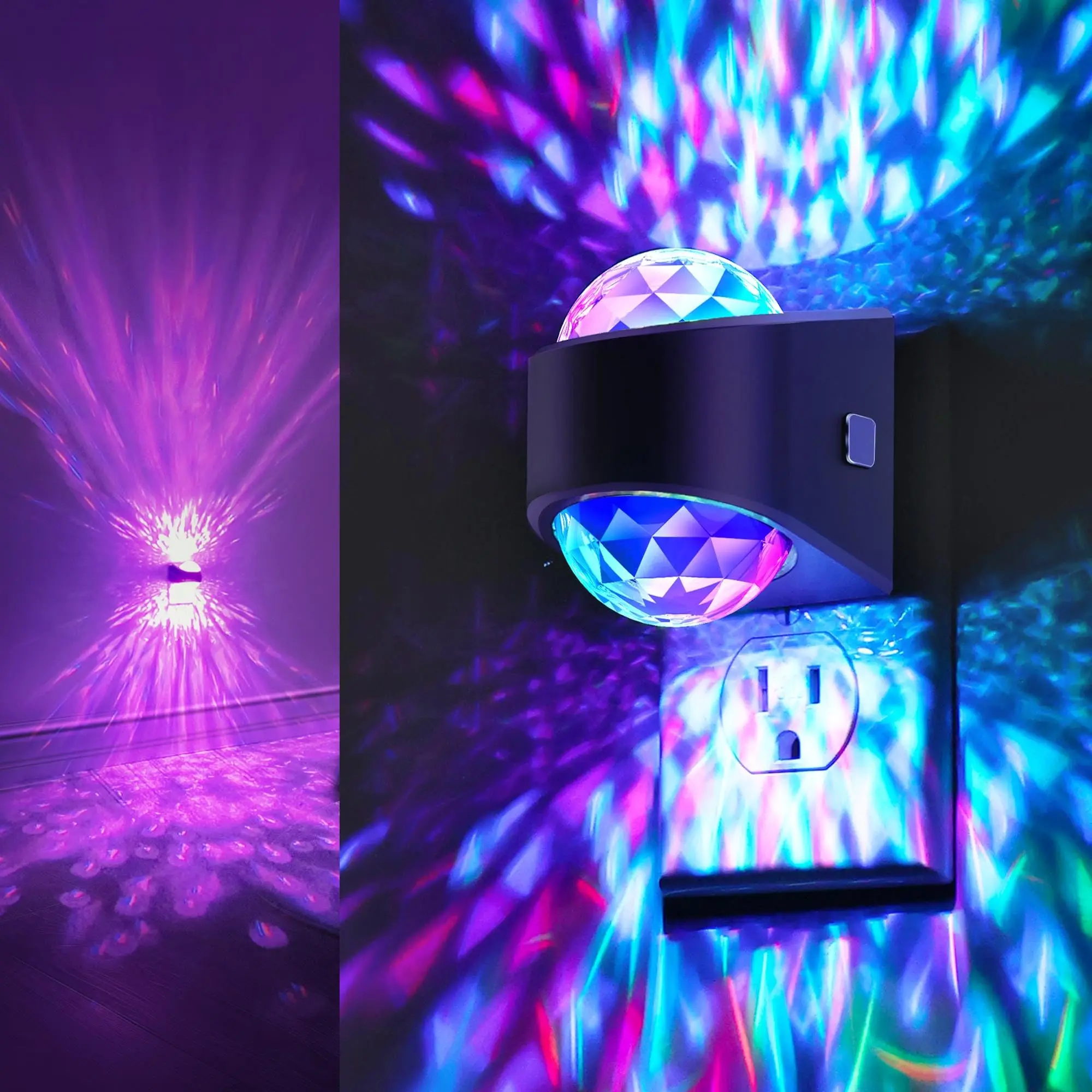Jandcase RGB Star Projector Illuminated Night Light - 9-Color LED Dynamic RGB Lighting, Auto Sensor, Party & Mood Lighting for Bedroom, Giftable Indoor Decor Lamp