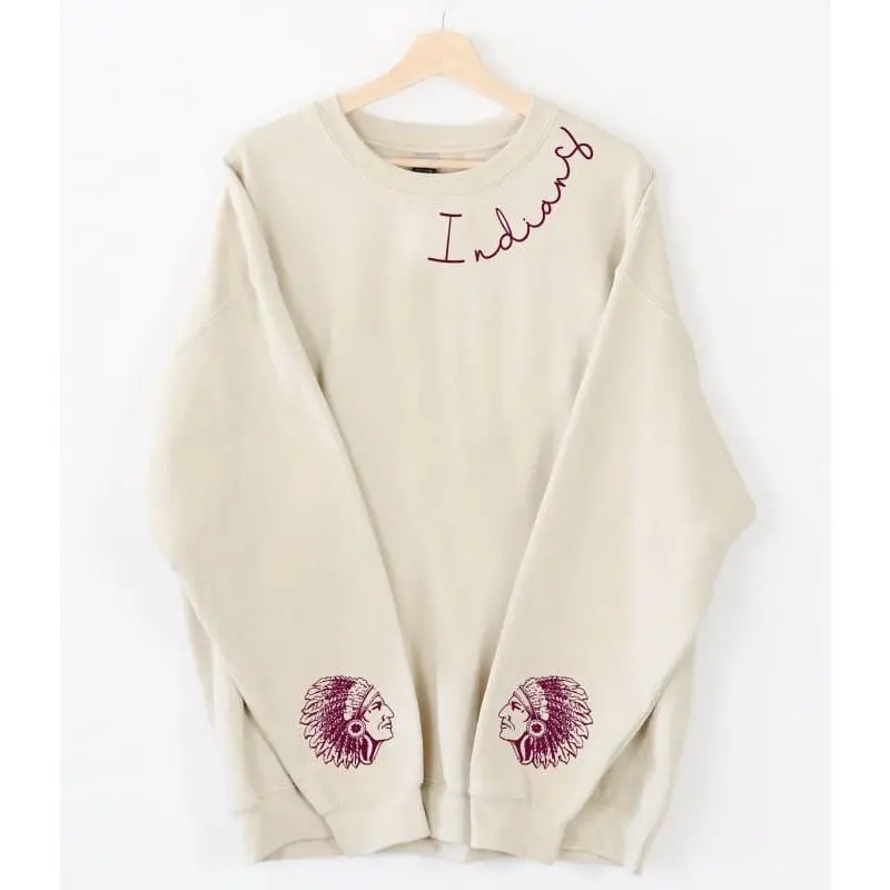 Indians Neck and Sleeve Crewneck Sweatshirt