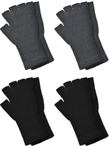 Women's 4-Pair Fingerless Knit Gloves - Cold-Hardy, Flexible, Insulating, Classic Fashion, Long Wrist Cuff, Cozy Stylish Half-Finger Gloves for Cold Weather, Mini Gifts, Cold-Hardy Women's Gloves, Flexible Women's Gloves