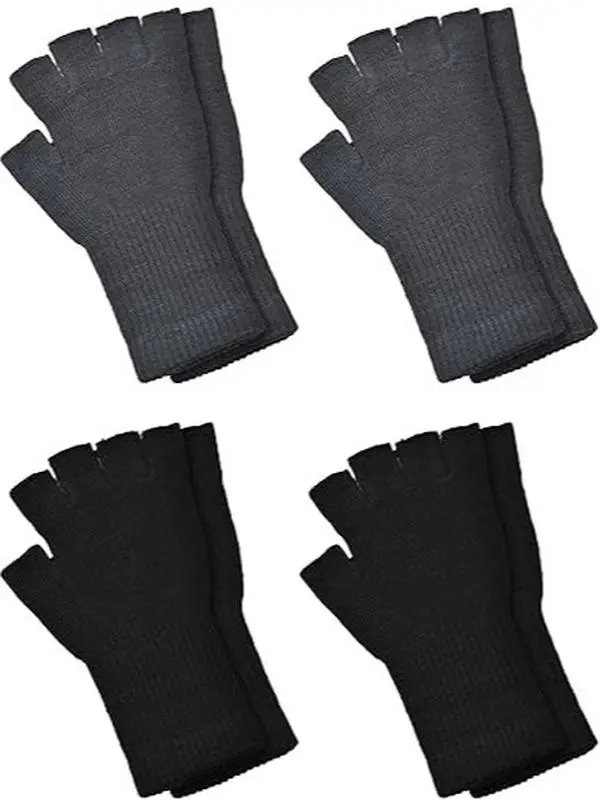 Women's 4-Pair Fingerless Knit Gloves - Cold-Hardy, Flexible, Insulating, Classic Fashion, Long Wrist Cuff, Cozy Stylish Half-Finger Gloves for Cold Weather, Mini Gifts, Cold-Hardy Women's Gloves, Flexible Women's Gloves