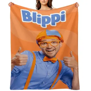 B-Blippi Anime-Themed Graphic Flannel Throw Blanket - Soft Fleece, Lightweight Bedding Art for Sofa, Camping, Holiday Gift (D910-192), Anime-Themed Graphic Blankets
