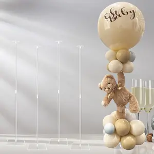 Clear  Balloon Stand kit, 31.5 Inch 4 pack Balloon Sticks with Base for Table Centerpiece, Balloon Holder for Birthday Party  Shower Graduation Wedding Decor (Balloons Not Included)