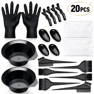 5/12/20Pcs Hair Coloring Kit, Highlights Hair Color Kit, Hair Dye & Highlighting Tools Set with Mixing Bowls, Tint Brushes, Gloves, Cape & Hair Clips, All-in-One Dyeing Supplies for Home Salon Use, Hair Stylists & DIY Coloring