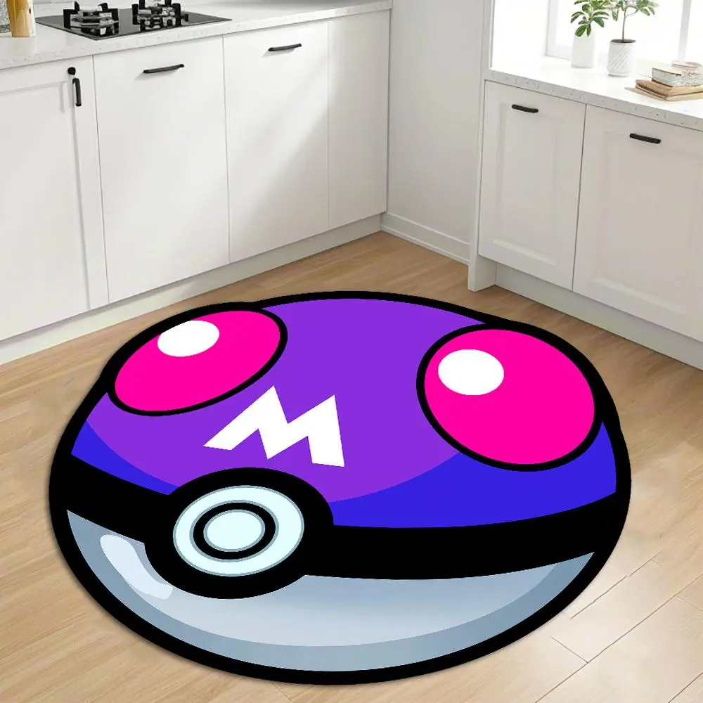Creative Pokeball Design Round Rug, Soft Comfortable Living Room Rug, Home Decor Rug for Bedroom, Machine Washable Rug, Modern Indoor Rug, Modern Area Rug, Cozy Area Rug, Home Decorative Rug