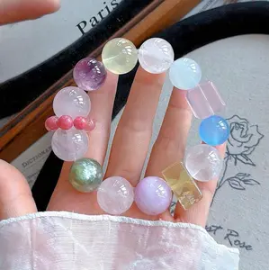 Handcrafted Multi-Gem Beaded Bracelet, Bulk Kunzite, Emerald & Lemon Quartz