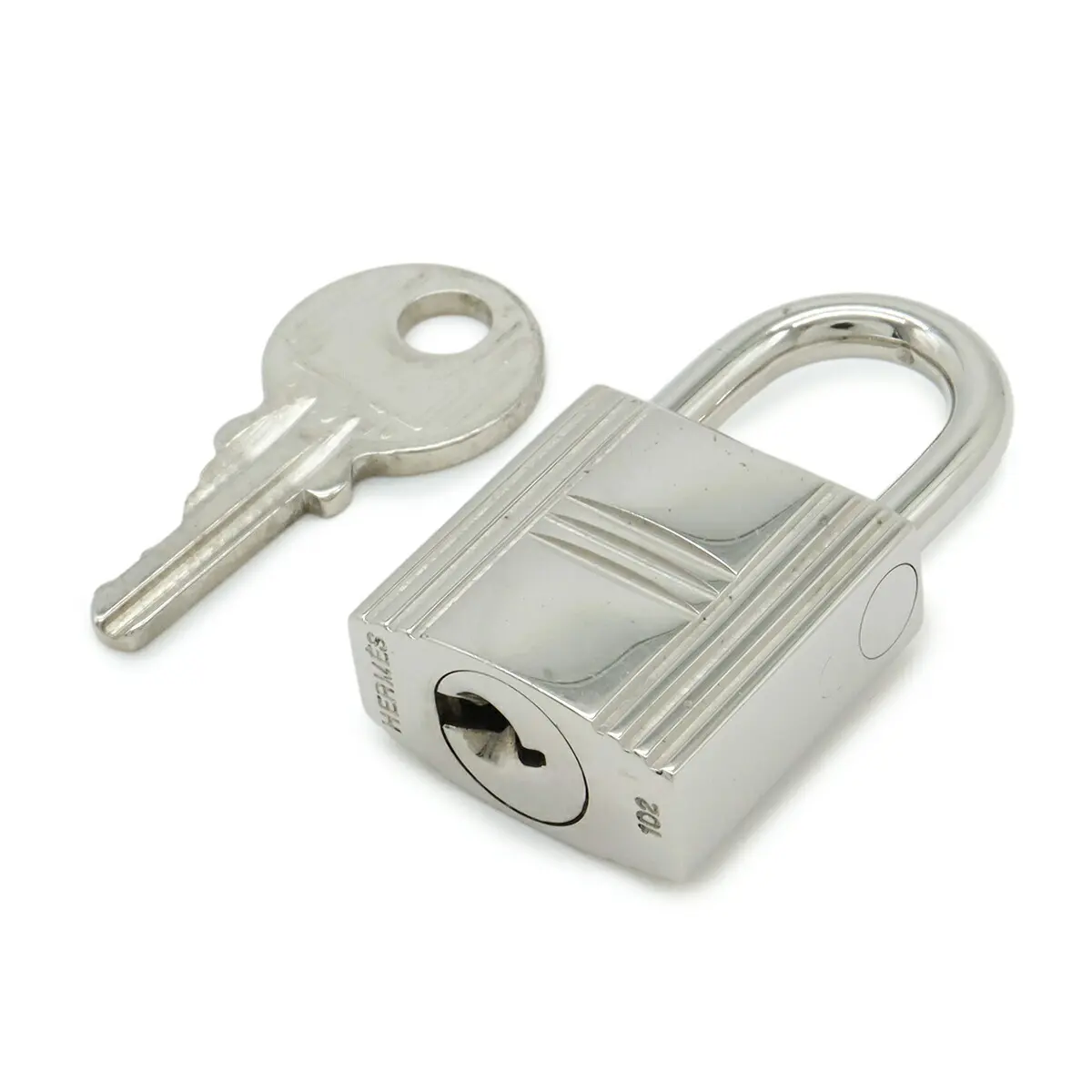 Pre-owned HERMÈS Stainless Small Leather Goods Cadena102 Padlock with Key