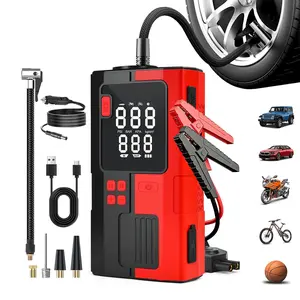 Car Battery Jump Starter with Air Compressor, 6000mAh Tire Inflator, 16.8V Portable Jump Box with LED Light/Flashlight for 6.0L Gas/3.0L Diesel, Car Battery Jumper Starter Portable, Jumper Cables