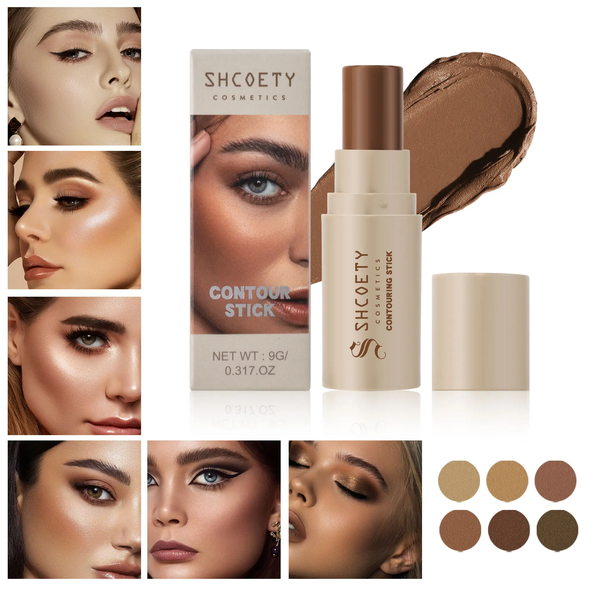 Long-Lasting Concealer Stick, Makeup Concealer, 6 Color Highlighter, Contour Stick, Concealing And Contouring, Lightweight Waterproof Smudgeproof Buildable Radiant Coverage Formula, Flawless Complexion, Suitable for Women and Girls