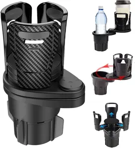 2 in 1 Multi Functional Car Cup Holder Expander Dual Cup Holder Extender with Adjustable Base Fits Yeti Hydro Flask Nalgene Other Big Bottles Mugs Snack Tablet Stand