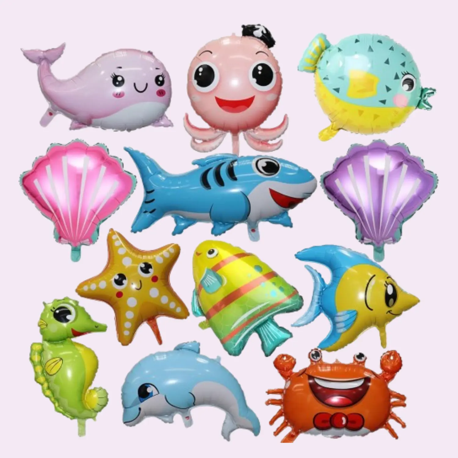 12pcs Tropical Aluminium Under Sea Animal Balloons Set - Fish, Starfish, Octopus, Crab Shapes, Summer Beach Party Shower Decorations for Home Improvement,Building Supplies,Wallpaper & Wall Trim, Pump, Birthday
