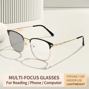 Multifocal Reading Glasses Optical Clarity Progressive Lenses Blue Light Filter High-Definition Eye Protection with Silicone Nose Pads Ergonomic Design for Men & Women