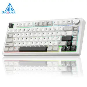 SOLAKAKA A75 75% Wireless Mechanical Keyboard – Hot-swappable RGB gaming keyboard with a sealed design, smooth feel, PBT keycaps, and rotary controls. A creamy keyboard suitable for PC/Mac gaming devices.