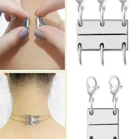 Magnetic Necklace Clasp for Layered Look, Necklace Connectors for Multiple Necklaces Fashion Jewelry Accessories for Women & Girls, Layering Clasp