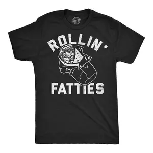 Mens Funny T Shirts Rollin Fatties Sarcastic Burrito Graphic Novelty Tee for Men Mens Funny T Shirts Cool Vintage Fashion T-Shirt Gift Classic Menswear Sarcastic Apparel for Men Funny Food Short Sleeve Novelty Black -