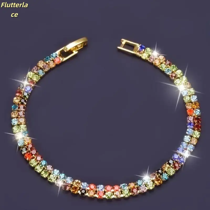 Women's Bohemian Colorful Geometric Sports Wristband Bracelet - Handmade, Elegant Zirconia-Accent Clasp Chain Accessory, Ideal for Everyday Fashion, Holiday Parties