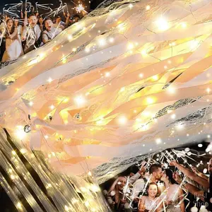 30 Pieces Wedding Wand Ribbon Fluttering, 3 Light Up Modes, Light Up LED Silk Fairy Tale Wand, Light Up Lace Wand with Bell, Suitable for Weddings, Carnivals, Concerts, New Year's Day, Birthday Parties, Holiday Parties and more!