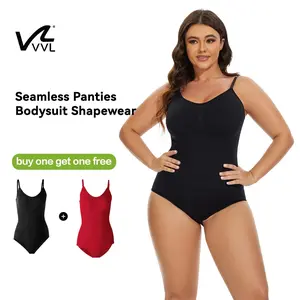 [Live] VVL Women's 2PCS Sleeveless Adjustable Strap Minimalist Shapewear Bodysuit,Black Ultra-Soft Fabric Full-Body Shaping Bodysuits Suitable for Daily Use