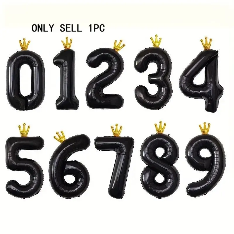 Crown Number Balloon, 1 Set Crown Shaped Number Balloon, First Birthday Party Background Decoration, Party Supplies, Festive & Party Supplies, Birthday Party Decorations