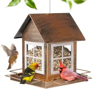 【QQQQ】Red/white/bronze Outdoor Wild Bird Feeder, Squirrel Bird Feeder, Suitable For Cardinals And Tits, Ideal For Gardens And Patios, Large Capacity, Weatherproof, Hanging Birdhouse, A Must-have For Bird Lovers, Spring