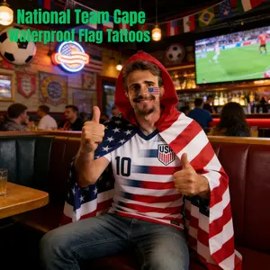 Men's Stylish Oversized Soccer Fan Hooded Flag Cape Top, Polyester Casual Unisex Fan Gear - Lightweight, Breathable, Easy-to-Wear Poncho for Sports Events, Outdoor Celebrations