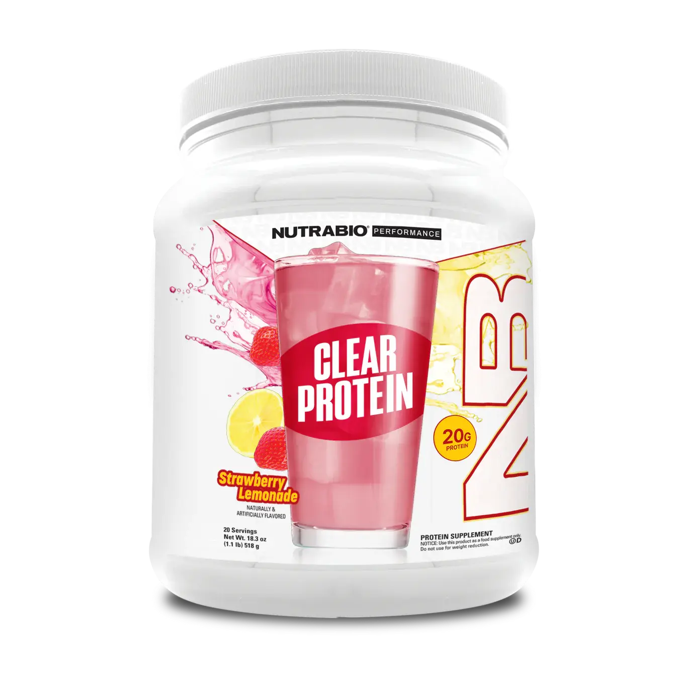 NutraBio Clear Whey Protein Isolate - 20g Pure Protein, Fast Absorbing, Low Calorie, Fruity Taste, Ideal for Muscle Recovery & Growth