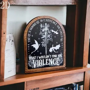 Wooden Shelf Sitter with Stand, Nowhere in Existence Violence Fourth Wing Bookshelf Sign, Decorative Plaque, Farmhouse & Rustic Design Home Decor Products, Unique Gifts