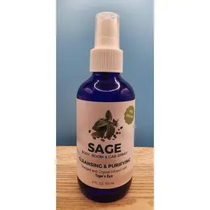 Sage Cleansing Spray – Crystal Infused Ritual Mist with Tiger's Eye (4 oz)