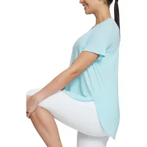 baleaf Women's Workout Tops Short Sleeve Athletic Yoga Running Shirts Loose Fit with Side Slits Quick Dry T-Shirts