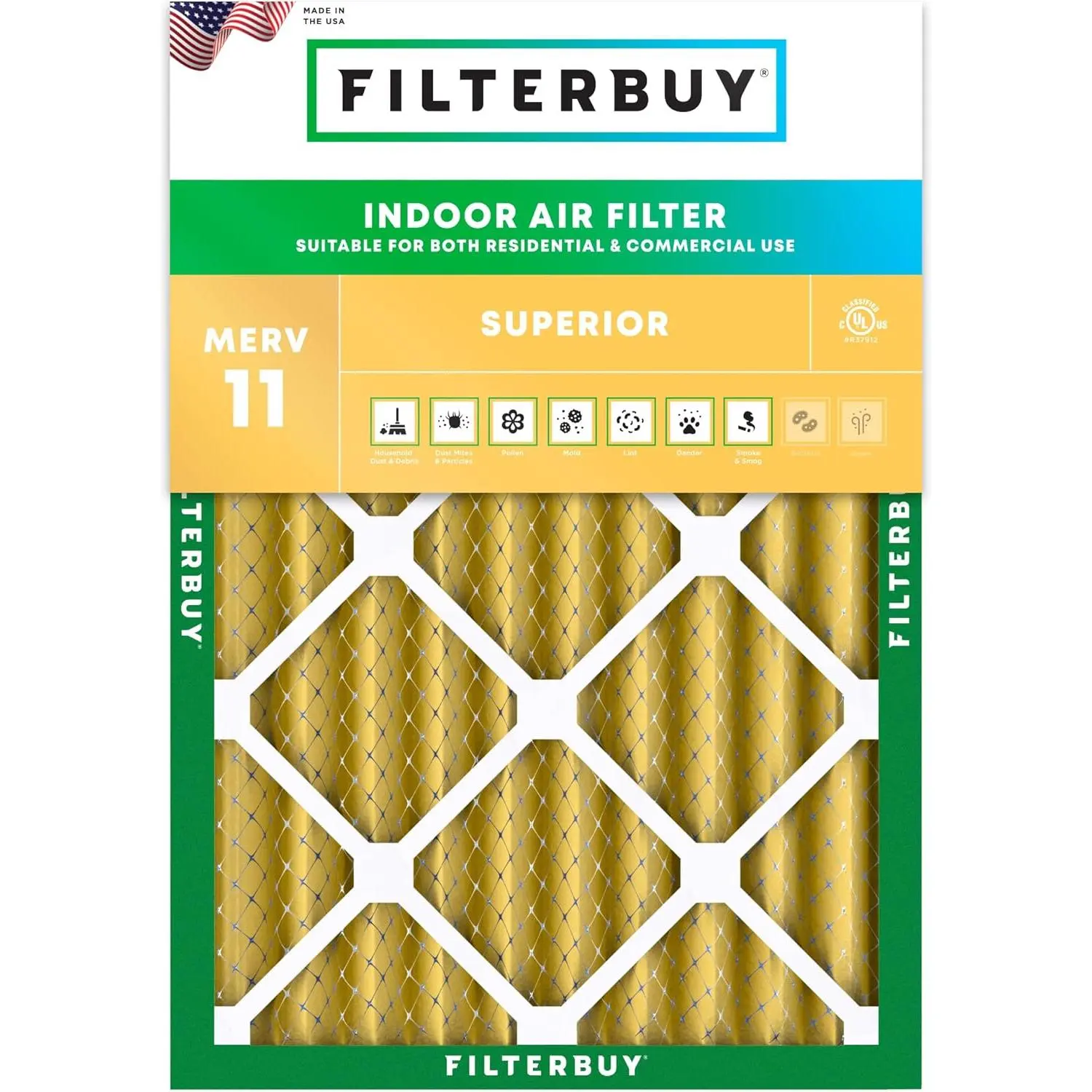 Filterbuy 20x25x4 Air Filter (1-Pack), Pleated MERV 11 Allergen Defense HVAC AC Furnace Air Filters (Actual Size: 19.50 x 24.50 x 3.63 Inches)