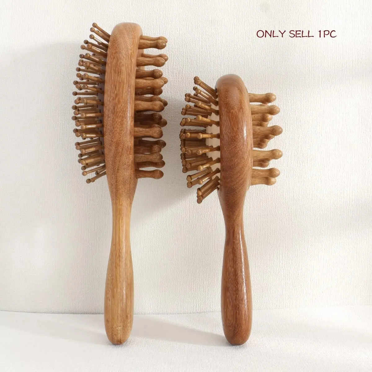 Wooden Natural Hair Care Brush with Wide Teeth, 1 Count Massage Comb for Men Women, Gentle Scalp Massager, Heatless Styling Tool, Essential Brush