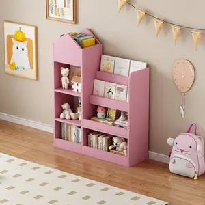 Kids Wooden Toy Box - Front Bookshelf, Flip-Top Lid, Safety Hinge, Toy Chest Bench for Playroom, Kids Room Organization, White