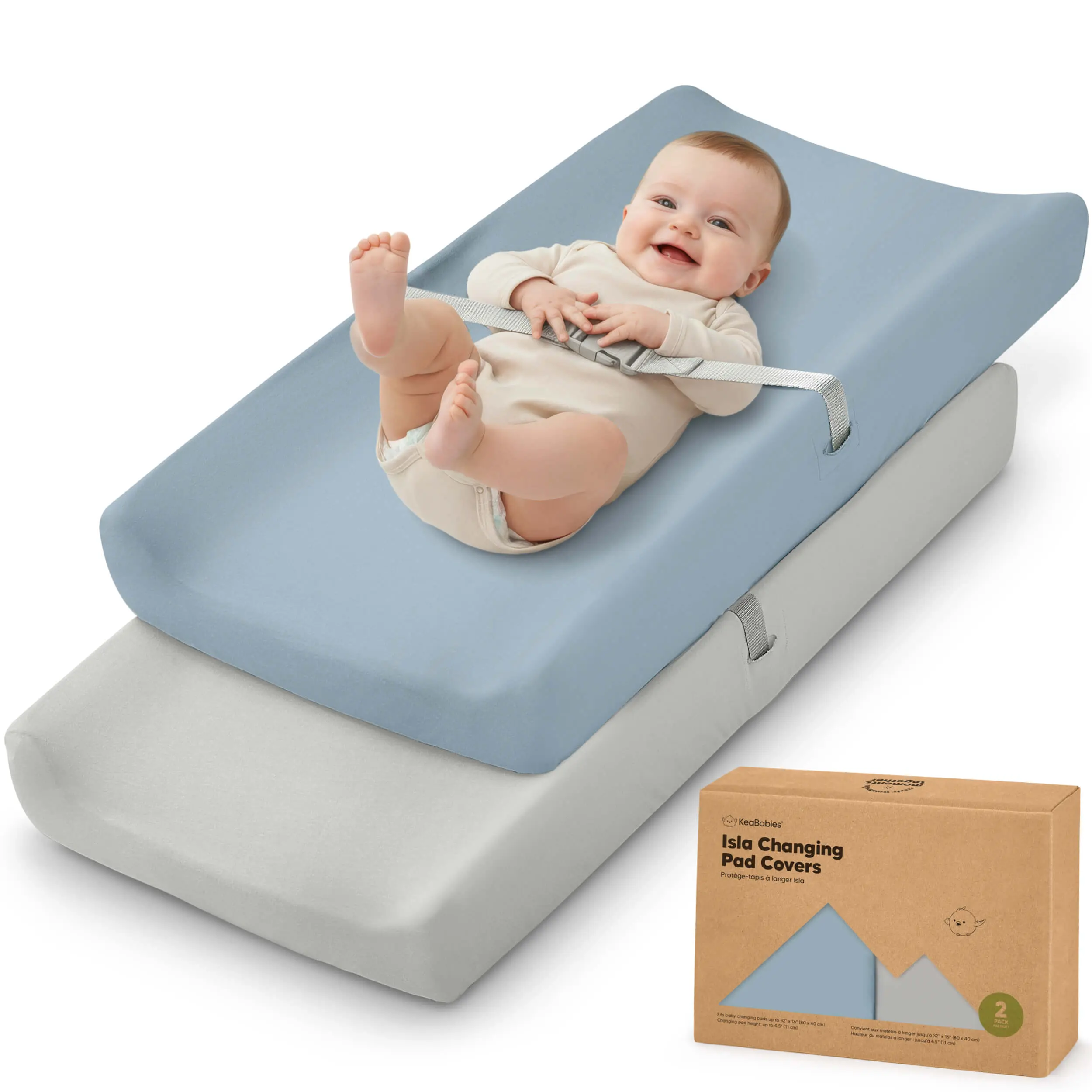 2-Pack Baby Changing Pad Cover for Girl, Boy - 34x18 Soft Viscose Derived from Bamboo Baby Diaper Changing Table Pad Cover Sheets, Neutral, Snug Fit Nursery Diaper Change Sheets