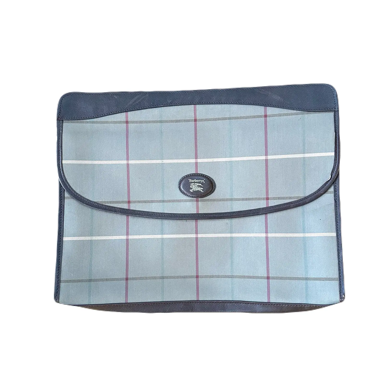 Pre-owned BURBERRY Canvas Clutches & Wristlets Brown Plaid and Leather Portfolio Clutch