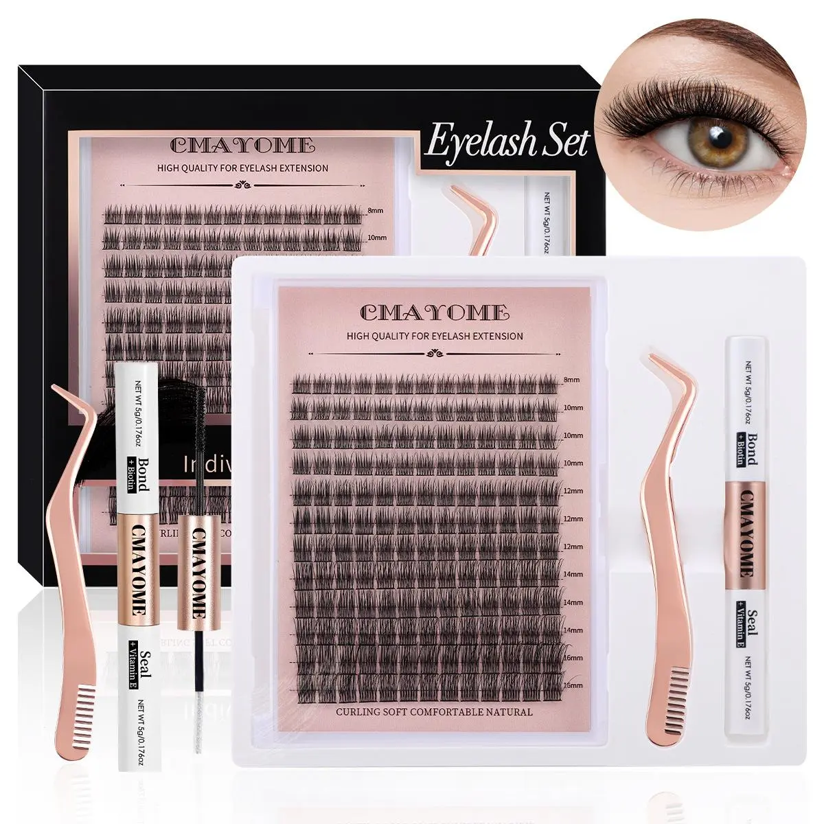 Eyelash Extension Kit, Volumized False Eyelashes, Dense Lashes, Natural Curly Look, Longer Looking Eyelashes, Mixed Length & Curl, Recyclable Patch, Festival Ready, Diy Volume Eyelashes, Eyelash Extensions Set