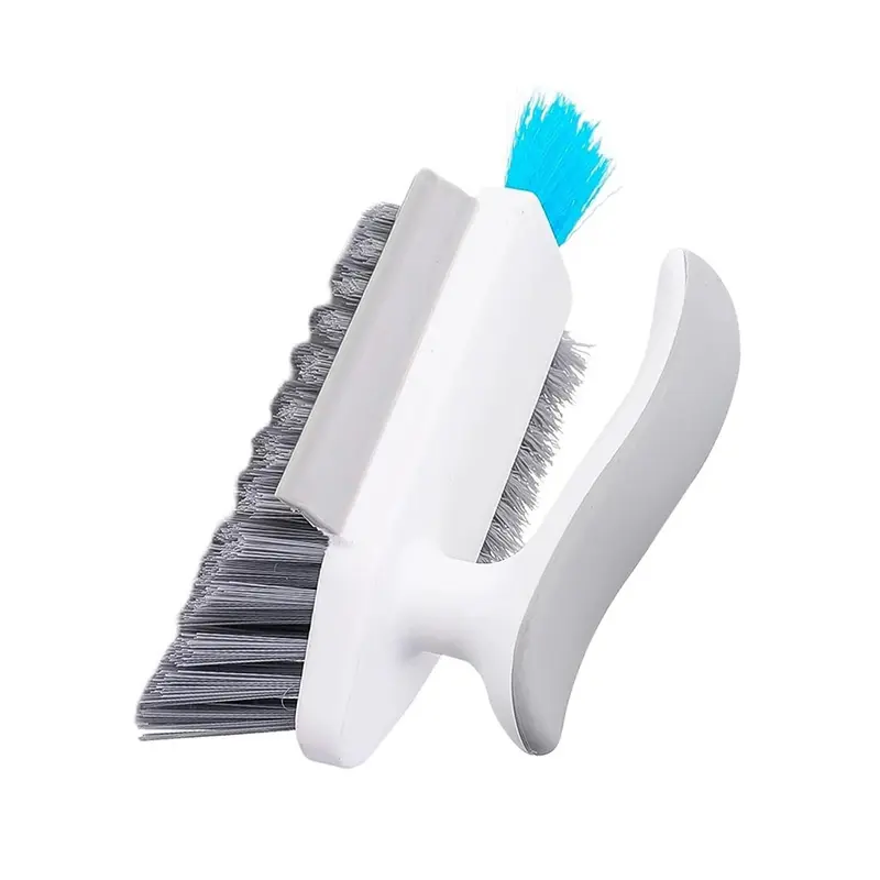Single Pack Multifunctional Gaps Scrub Brush, Hard Bristle Crevice Cleaner with Precision Blue Corner Tip & Scraper, Household Detail Cleaning Tool for Bathroom Tiles, Window Sliding Tracks, Oven