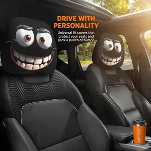 Creative Cartoon Funny Car Headrest Cover, Car Mesh Pillowcase, Humorous Anti-Theft Realistic Pillow Case, Car Accessories