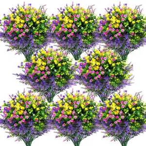 Artificial Flowers Outdoor 12 Pack, Faux Artificial Plants UV Resistant Plastic Flower Bulk for Hanging Planter Porch Window Home Wedding Fall Summer Decor