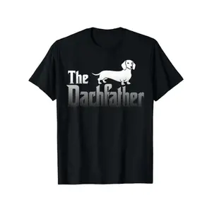 [Funny Dachshund T-Shirt] Vintage-Inspired Funny Dachshund Dad T-Shirt | 180g Black with White Lettering, Short Sleeve, Round Neck, Regular Fit for Men, All-Season Casual Wear, Dog Tshirt,Black-Hoodie-front Black-Sweatshirt-front