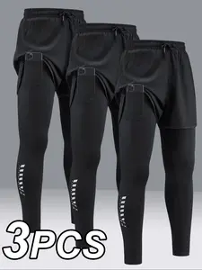 Men's High-Stretch Quick-Dry Sports Pants, Tight-Fit Design, Phone Storage Pocket, Ideal for Fitness and Training, Athleisure Fitness Leggings