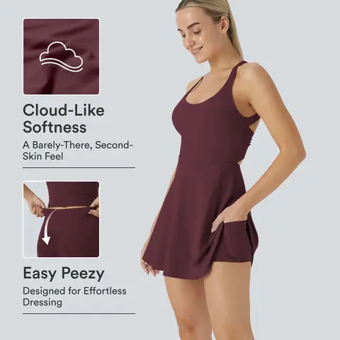 Halara Softlyzero Airy Backless Twisted InstantCool Dance Active Dress-Easy Peezy Edition, Summer Outfits