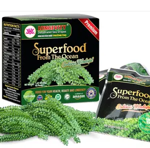 LONGEVITY Dehydrated Sea Grapes, 1.4 oz of (Pack of 2), Umibudo Green Caviar, Lato Seaweed | Enhance Health, Boosting Immune System, Valued Natural Gift From Sea (Original, 40g)