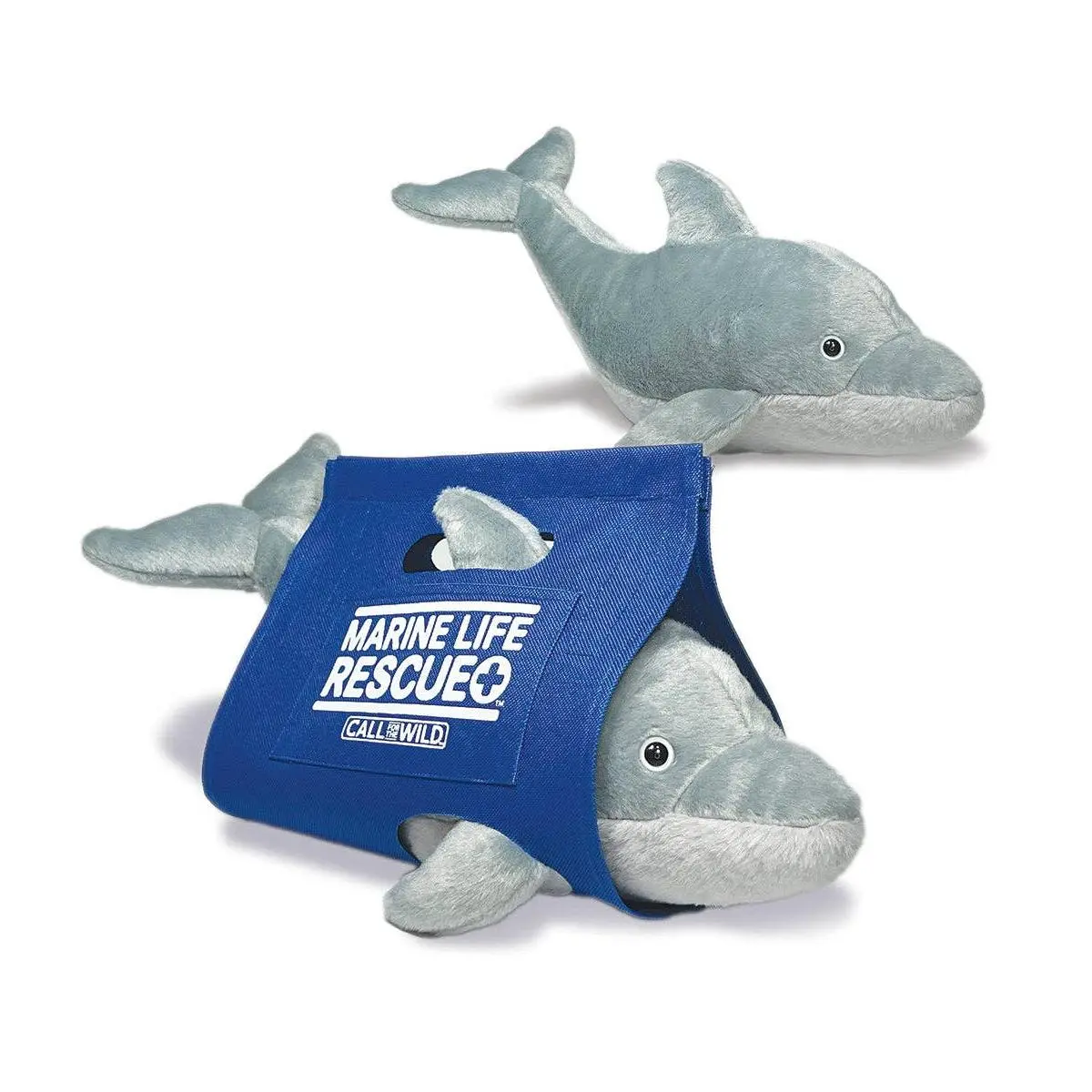 Marine Life Rescue Dolphin Plush Toy with Carry Vest Soft Stuffed Animal for Kids Gift